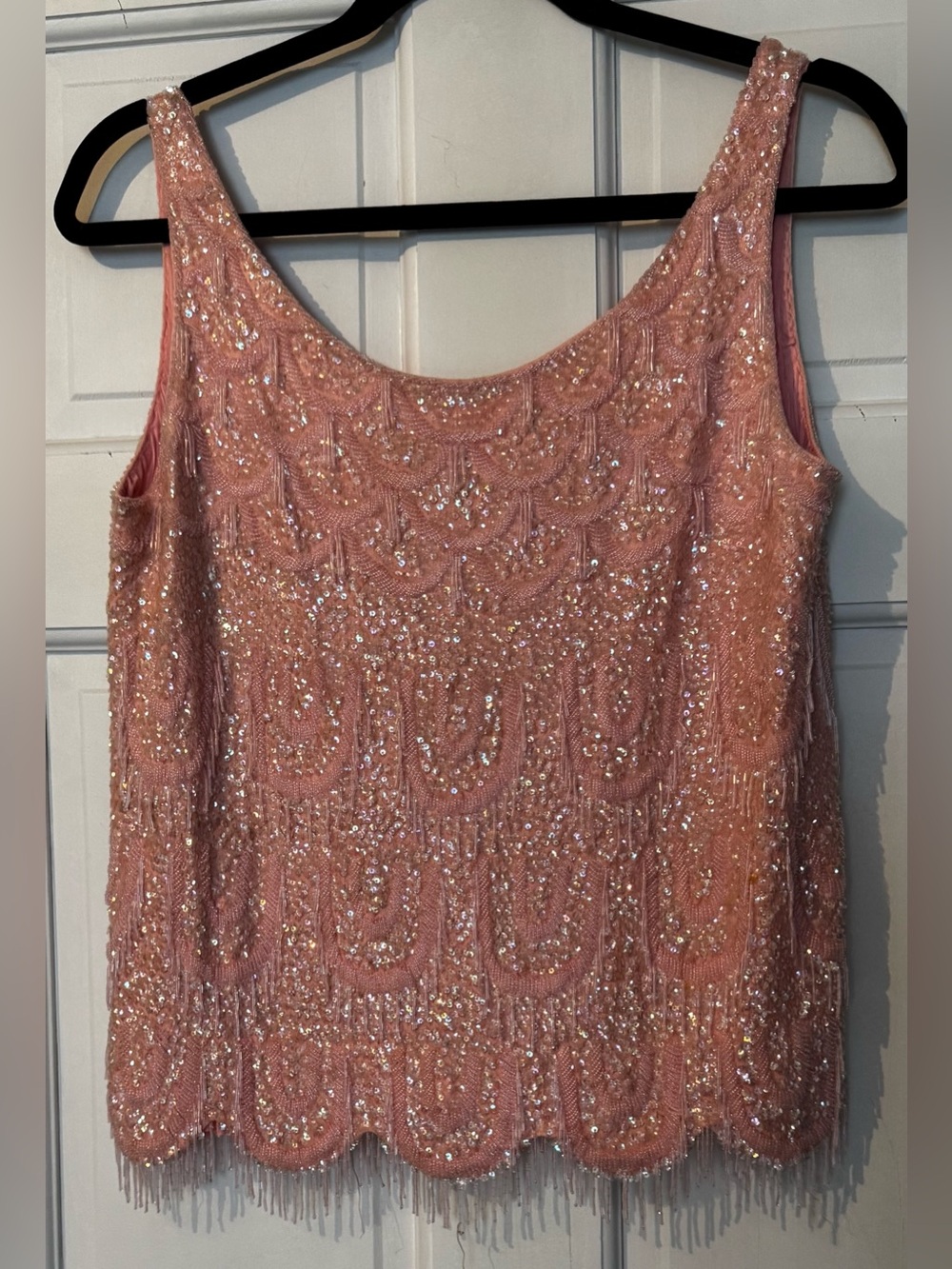 Vintage Beaded Pink Sleeveless Tank Top